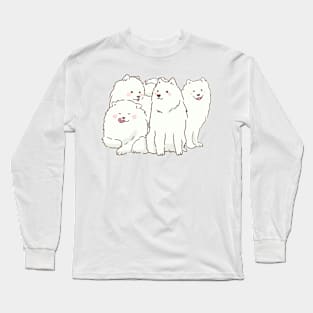 Cute samoyed dogs smiling with tongue out Long Sleeve T-Shirt